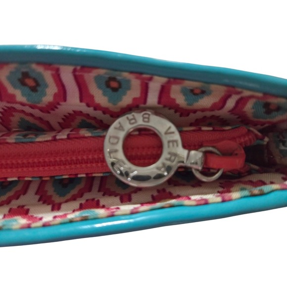 Vera Bradley Call Me Coral Jazzy Wristlet Clutch Bag Floral Paisley Pink Blue - Picture 3 of 5